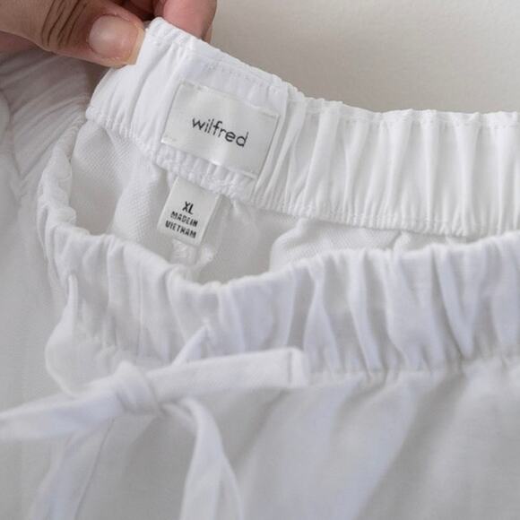 Aritzia Wilfred The Lodge High-Rise Relaxed Wide-Leg White Linen Pants Size XL - Picture 5 of 8